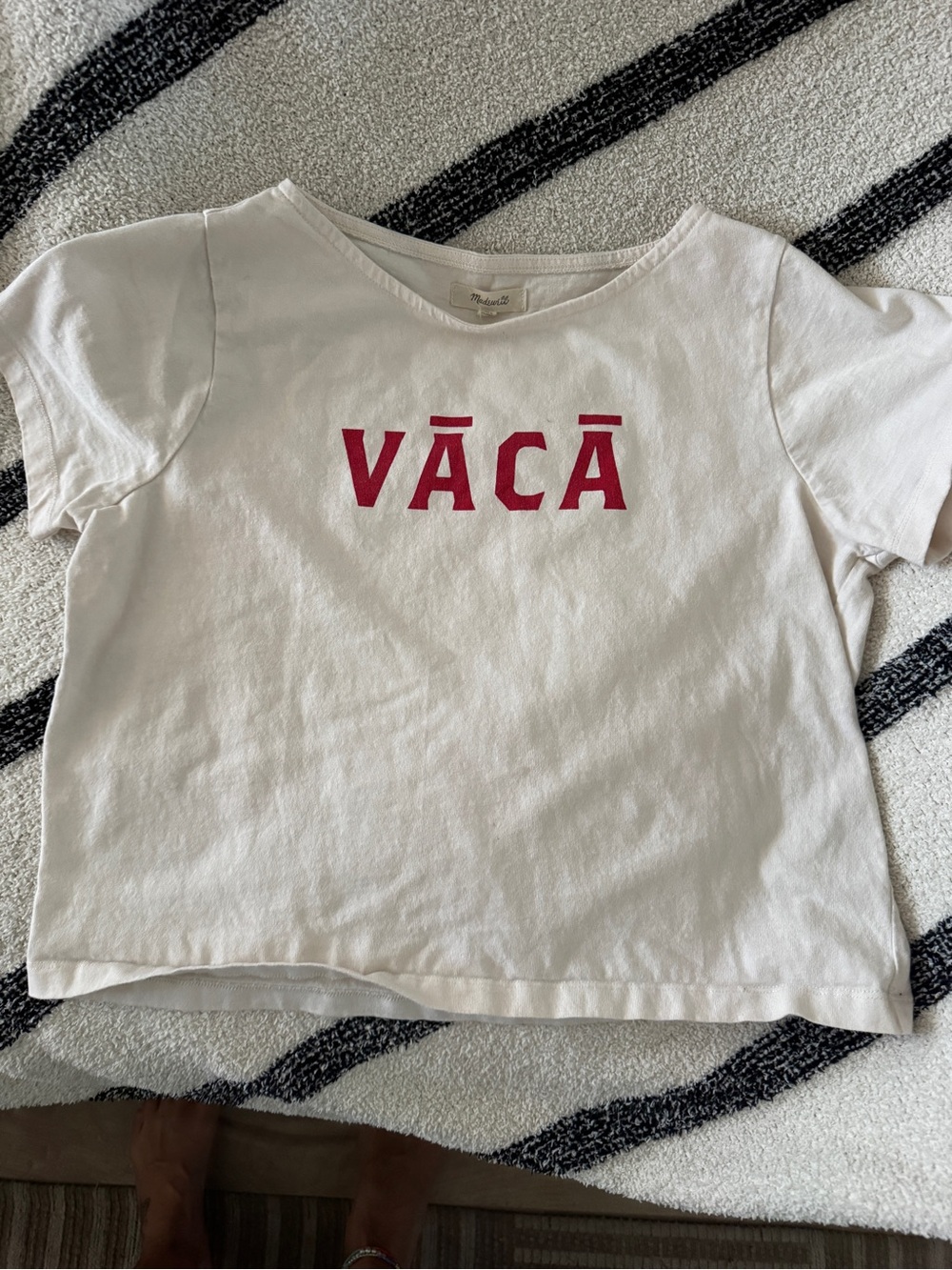Madewell White  Tee with Pink VĀCĀ Logo